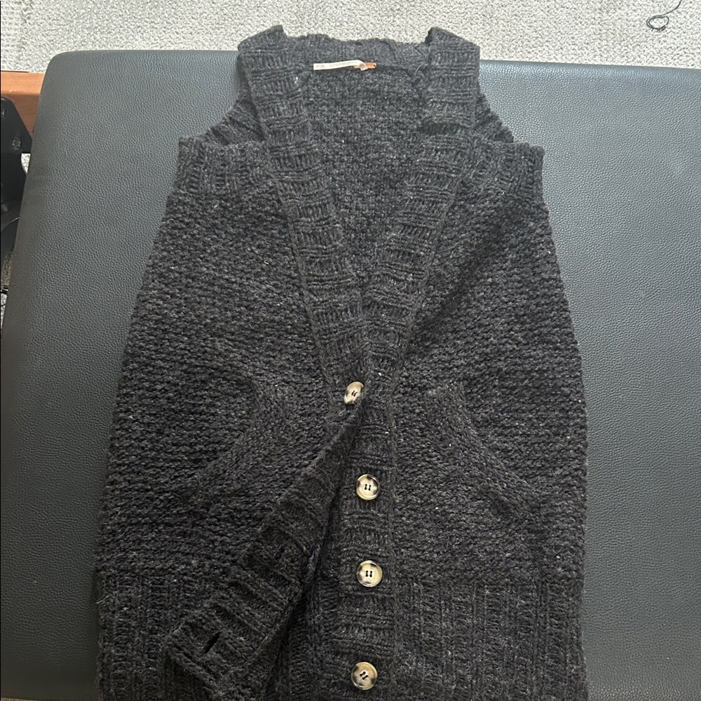 Free People Charcoal Knit Cardigan Vest